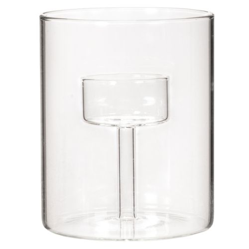Glas Windlicht mit erhöhtem Teelichthalter 11cm | Floristik24.de