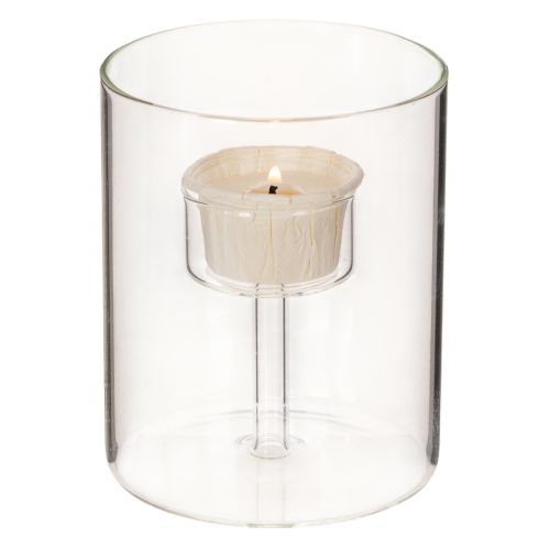 Glas Windlicht mit erhöhtem Teelichthalter 11cm | Floristik24.de