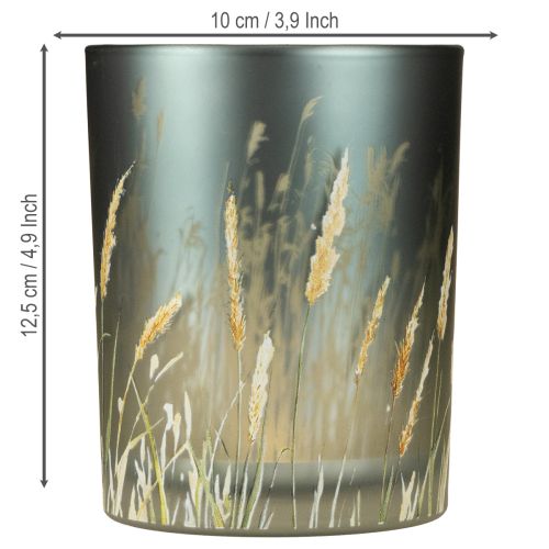 Floristik24 Elegantes Deko Windlicht mit Gräsermotiv für gemütliche Wohnakzente 12,5cm 2St.