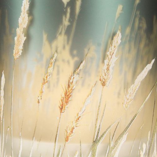 Floristik24 Deko Windlicht Glasmotiv Gräserdesign für stimmungsvolle Raumakzente blau 8cm 4St.