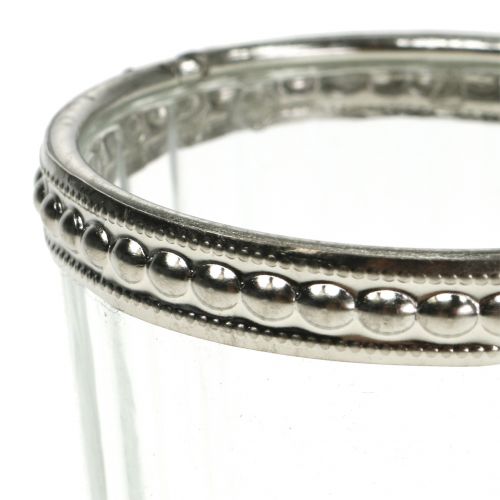 Floristik24 Teelichtglas Antik mit Metallrand  Ø6cm H6cm 4St