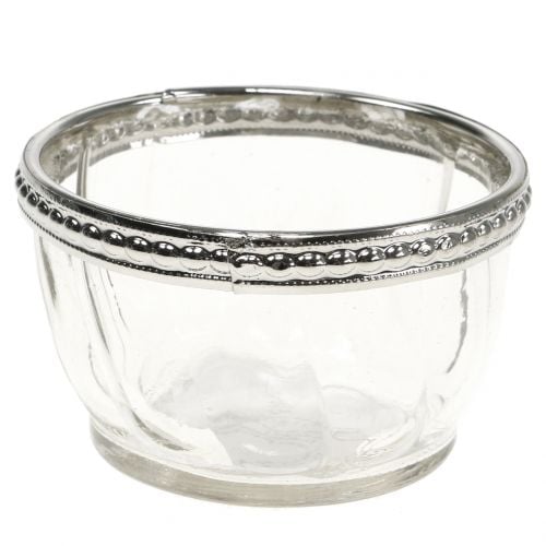 Teelichtglas Antik mit Metallrand  Ø7cm H4cm