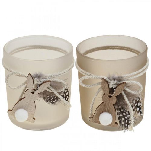 Floristik24 Windlicht Glas Teelichthalter Ostern Ø8cm H9cm 2St