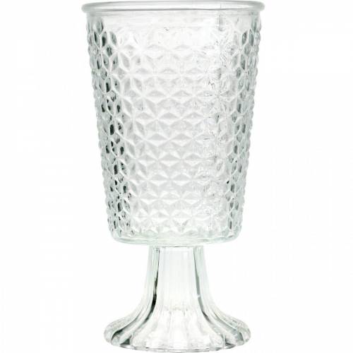 Windlicht Glas mit Fuß Klar Ø10cm H18,5cm Tischdeko | Floristik24.de