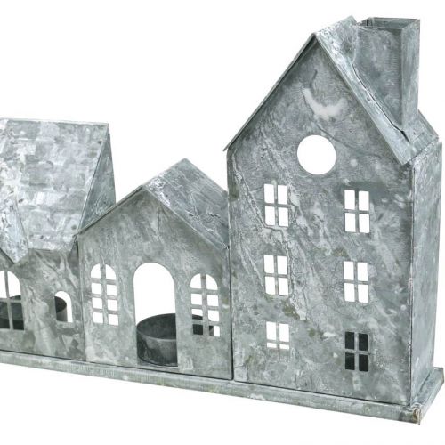 Floristik24 Lichterhäuser, Metallwindlicht, Fensterdeko, Advent, Silbern Shabby Chic L37,5cm H20cm