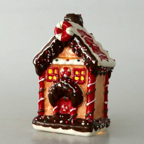 Floristik24 Windlicht Knusperhaus Bisquit, Braun H16cm