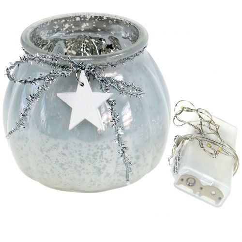 Floristik24 Windlicht Weiß mit LED-Licht  Ø11cm H10cm