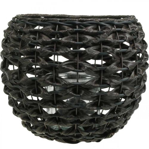 Artikel Windlicht geflochten Schwarz, Braun Sommerdeko Ø31cm H25cm