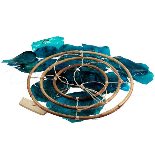 Floristik24 Windspiel Maritim Hängedeko Capiz Muscheln Blau 90cm