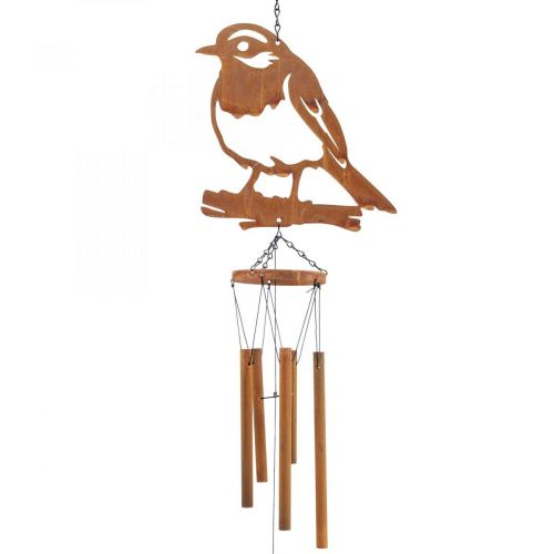 Floristik24 Windspiel Klangspiel Metall Garten Vogel Edelrost 22,5x82cm