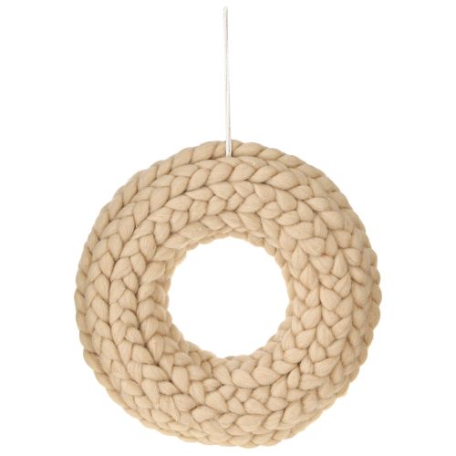 Floristik24 Wollfilz Dekokranz zum Hängen Hellbraun Ø25cm B4cm