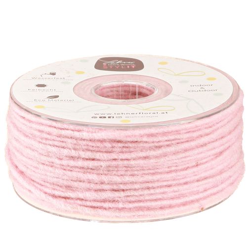 Floristik24 Wollschnur Rosa 3mm 100m