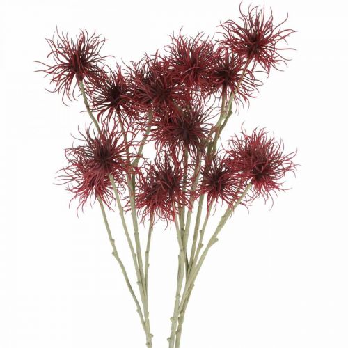 Xanthium Kunstblume Herbstdeko Rot 6 Blüten 80cm 3St