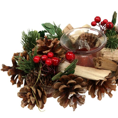 Floristik24 Weihnachtliches Kerzengesteck Natur 45cm