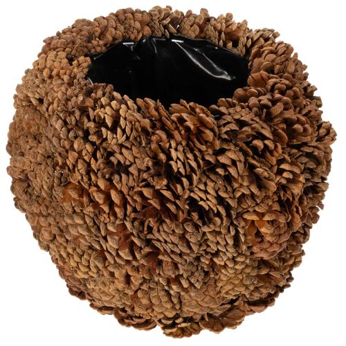 Deko-Übertopf mit Zapfen Naturoptik 27cm Zapfentopf rund Naturbraun aus Tannenzapfen 27cm 22cm kaufen | Floristik24.de