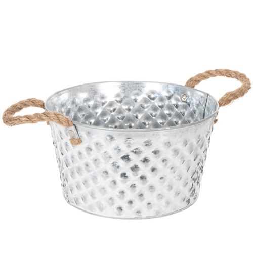 Zinkschale Dekoschale Metall mit Seilgriff Ø22cm H12cm kaufen | Floristik24.de