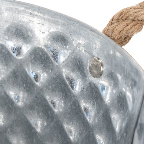 Zinkschale Dekoschale Metall mit Seilgriff Ø22cm H12cm | Floristik24.de
