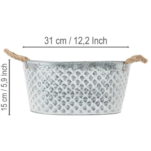 Zinkschale groß oval 31cm x 20cm H15cm | Floristik24.de