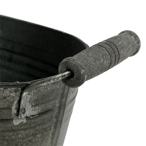 Floristik24 Zinkschale oval Antik mit Holzgriffen 18cm x 10cm