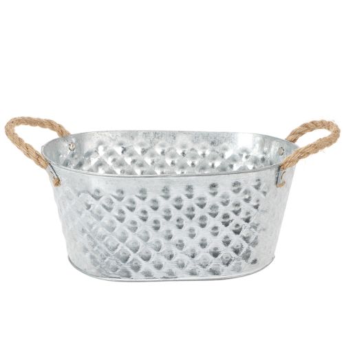 Zinkschale oval mit Seilgriffen 27cm x 17,5cm H12cm kaufen | Floristik24.de