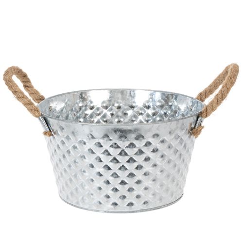 Zinkschale rund mit Seilgriffen Ø25cm H14cm kaufen | Floristik24.de