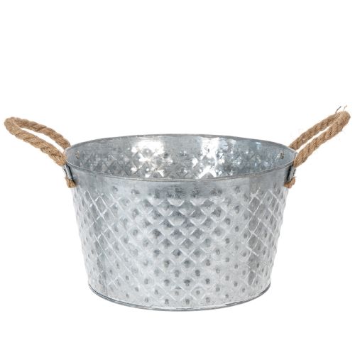 Zinkschale rund mit Seilgriffen Ø28cm H16cm kaufen | Floristik24.de