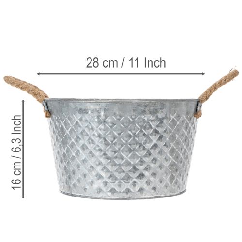 Zinkschale rund mit Seilgriffen Ø28cm H16cm | Floristik24.de