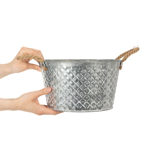 Zinkschale rund mit Seilgriffen Ø28cm H16cm | Floristik24.de
