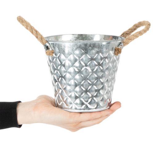 Zinktopf mit Seilgriffen Ø14,5cm H13cm | Floristik24.de