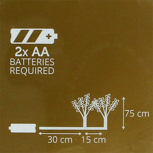 Floristik24 Zweig Weiß mit Schneeball LED 75cm 2er-Set