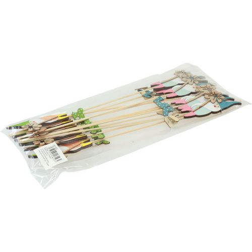 Artikel Zwerg Deko mit Blume Blumenstecker Holz 4×10,5cm 12St