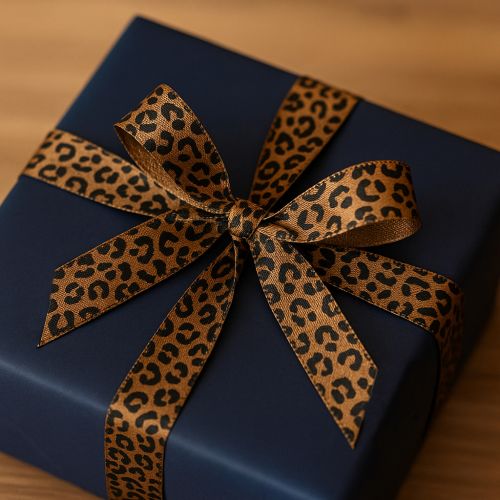 Band Leopard Print Seidenband Braun Schwarz 15mm 18m | Floristik24.de