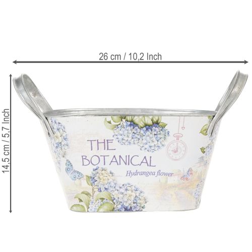 Blumenschale mit Griffen Hortensien Metall 26×13×14,5cm | Floristik24.de