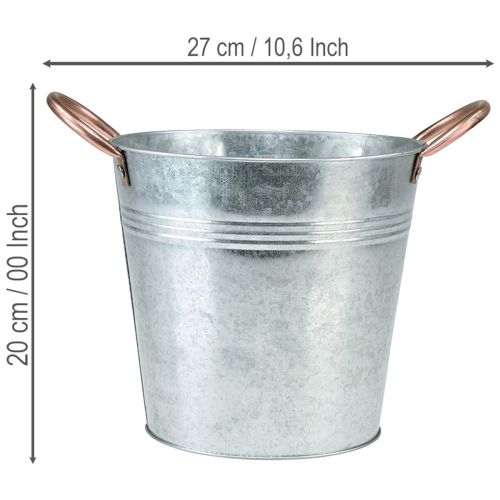 Blumentopf Eimer mit Griffen Metall Deko Ø19cm H17cm | Floristik24.de