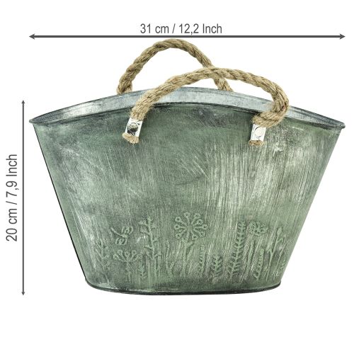 Artikel Blumentopf mit Jutegriffen Metall Handtasche 31×20×17cm