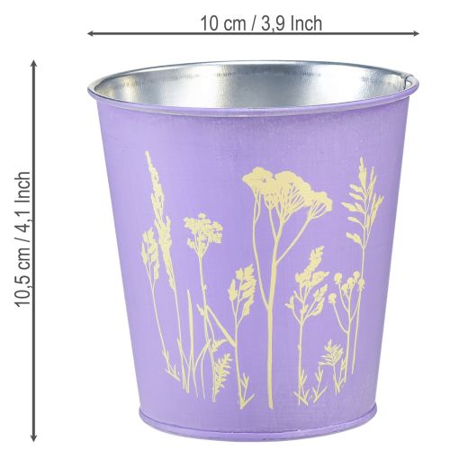 Blumentopf Metall Übertopf Lila Blumen Ø10cm H10,5cm | Floristik24.de