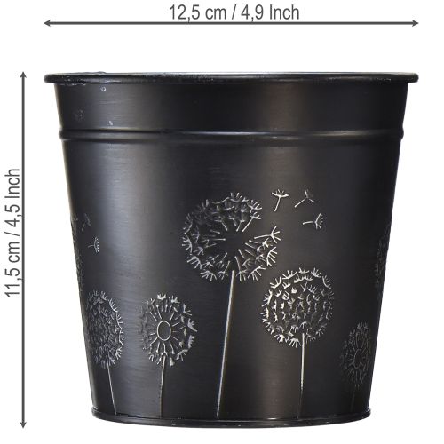 Blumentopf Schwarz Silber Übertopf Metall Ø12,5cm H11,5cm | Floristik24.de