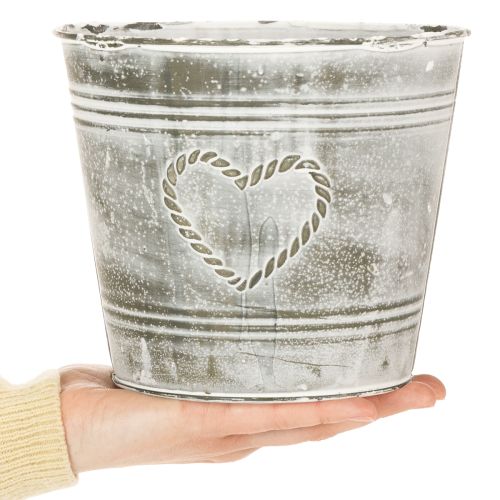Blumentopf Shabby Chic Übertopf Metall Herz Ø17,5cm H15,5cm | Floristik24.de