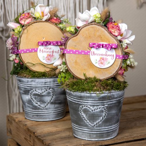 Blumentopf Shabby Chic Übertopf Metall Herz Ø22cm H17,5cm | Floristik24.de