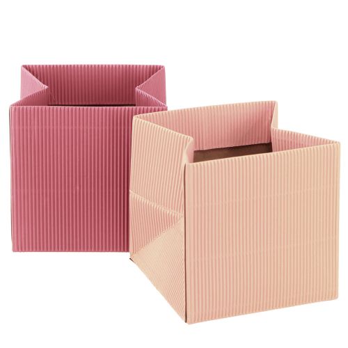 Floristik24 Blumentüte Papiertüte mit Folie Pink Lachs 10,5cm 6 St