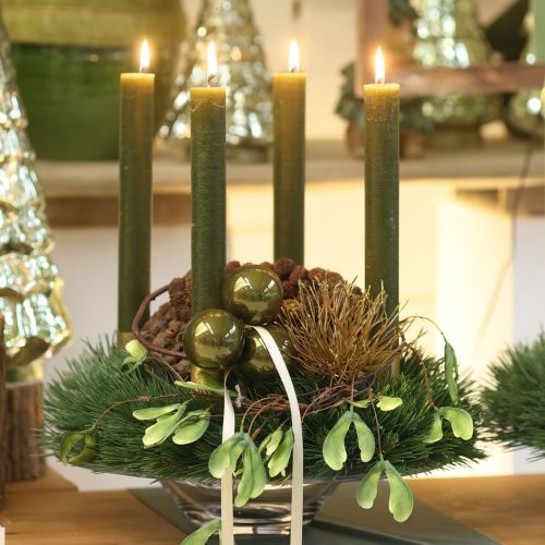 Artikel Christbaumkugeln Glas glänzend in Oliv & Silbergrau 5cm 24 St