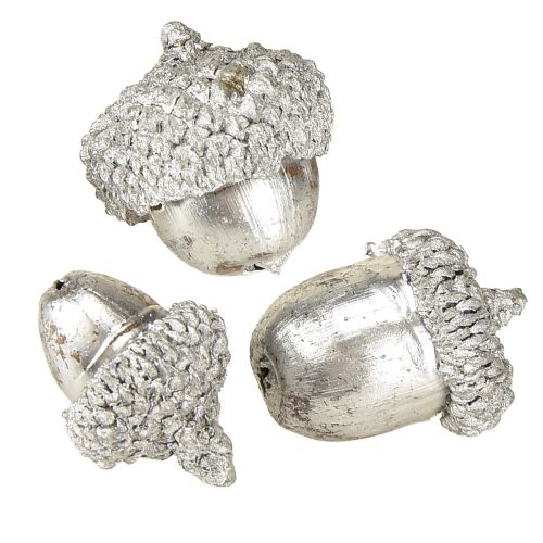 Artikel Deko-Eicheln Silbern, Adventsdeko, natürliche Herbstfrüchte, Landhaus Ø1,5 – 2,5cm L1,5 – 3cm 300g