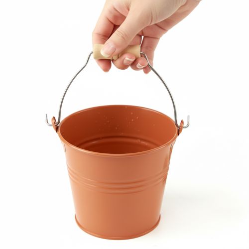 Artikel Deko Eimer Metall Übertopf Orangebraun Ø16cm H14,5cm 1,6L