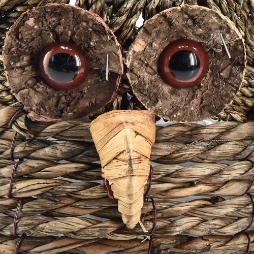 Floristik24 Deko Eule Pflanztopf Übertopf Stroh Graubraun 16×11cm