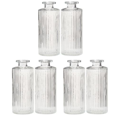 Floristik24 Deko Flaschen Glas Mini Vasen Klar Retro H13cm 6 St