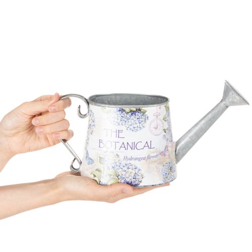 Deko Gießkanne Hortensie Metall Vintage Blumen 30x11x14,5cm | Floristik24.de