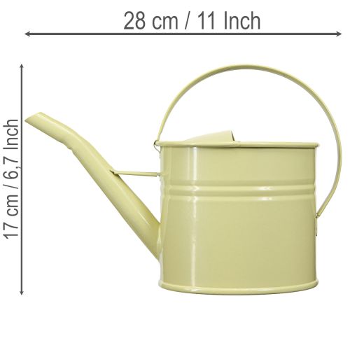 Deko Gießkanne Metall Grüngelb Klein 28x13x17cm 1,25l Vintage-Look Balkondeko | Floristik24.de