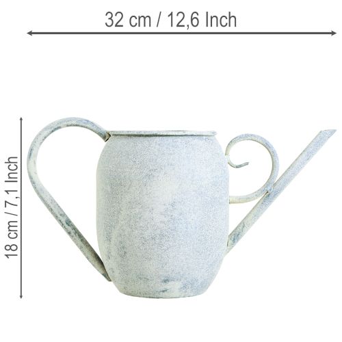 Deko Gießkanne Vintage Metall Weiß Blau 32x11x18cm Dekoaccessoire | Floristik24.de