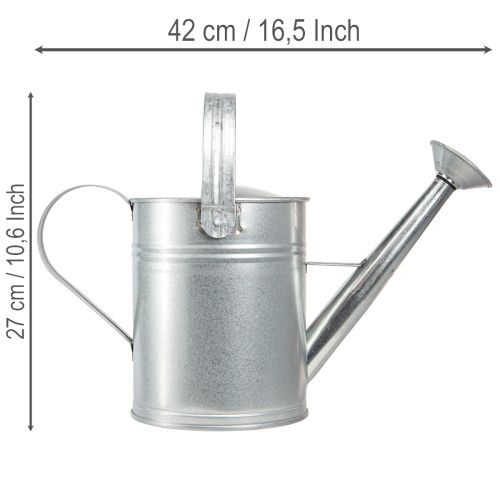 Deko Gießkanne Retro Design Metall Silber 42x15,5x27cm Vintage Balkondeko Blumentopf | Floristik24.de