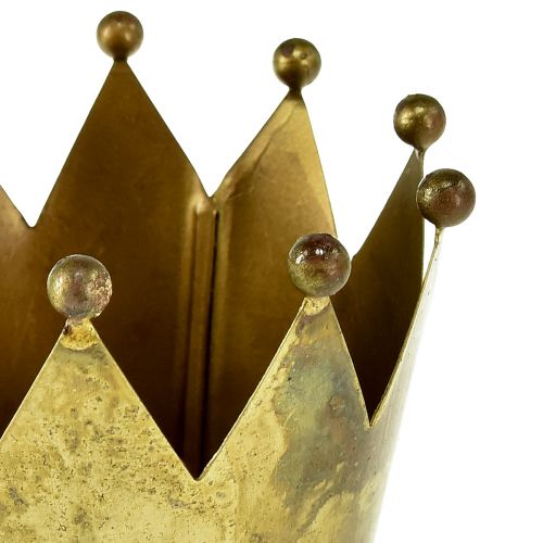 Floristik24 Deko Krone Metall Blumentopf Messing Optik Ø11cm/H10cm